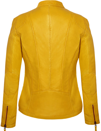 Women's Yellow Lambskin Leather Jacket