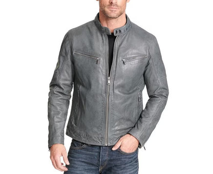 Men's leather jacket Grey