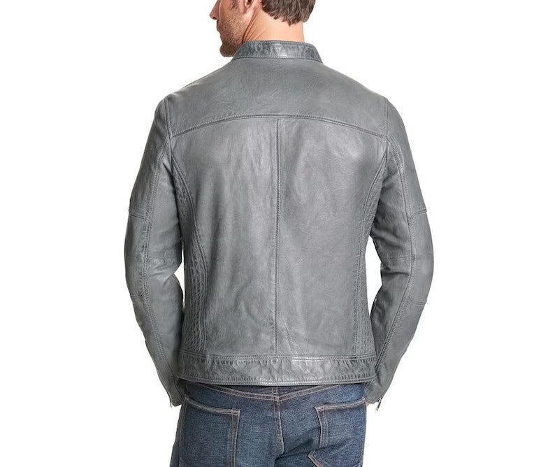 Men's leather jacket Grey