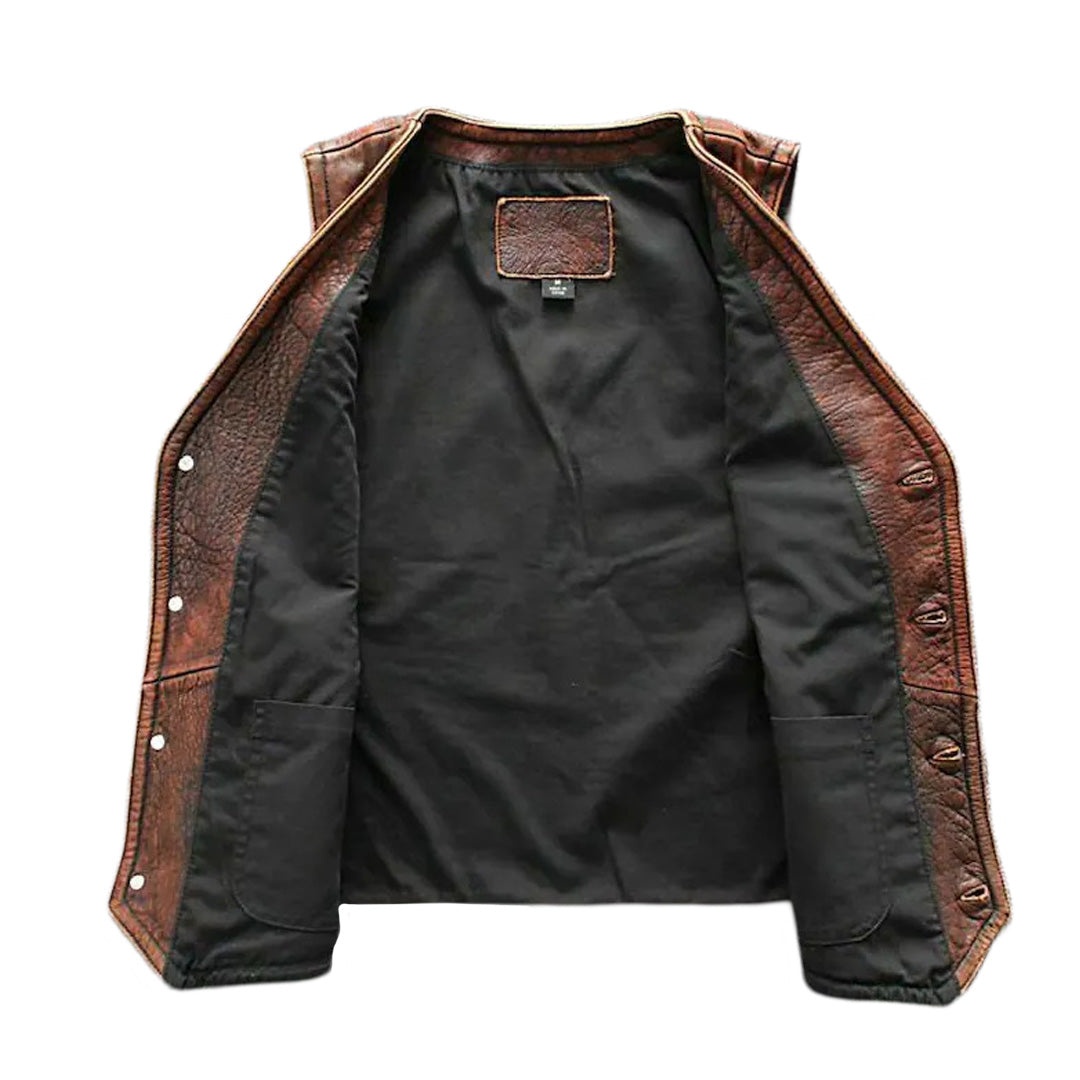 Men's, Women’s Biker Vintage Tan Brown Sheep Leather Motorcycle Vest