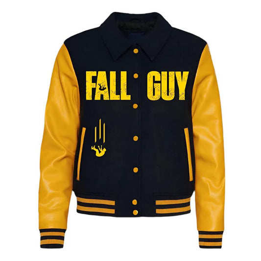 Handmade Ryan Gosling's The Fall Guy Bomber Jacket in Black and Yellow - Ryan Varsity Letterman Jacket