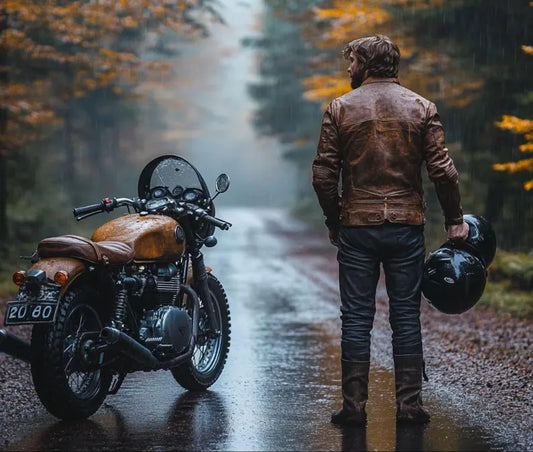 Men's Cowhide Retro Distressed Brown Motorcycle Leather Jacket