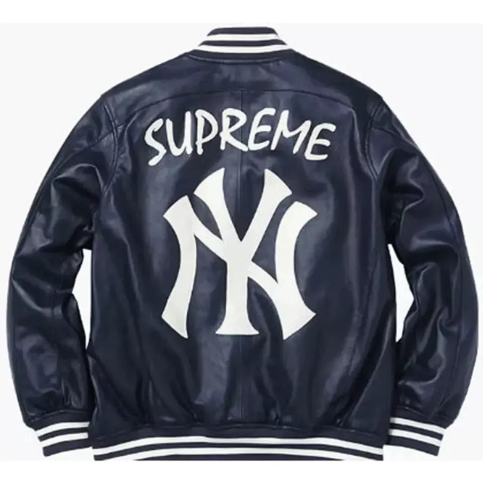 New York Yankees Letterman Varsity Jacket - Premium Sheep Leather in Black & Red