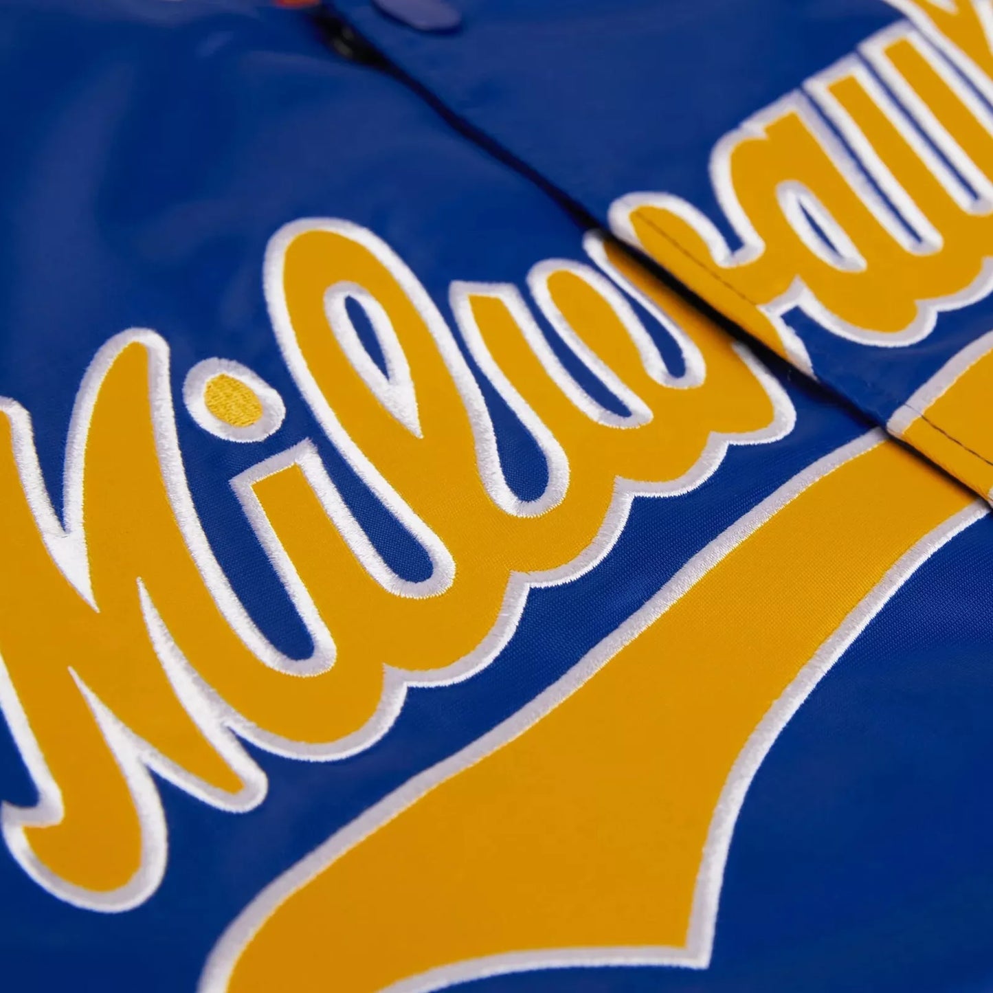 Milwaukee Brewers Royal Blue Satin Varsity Jacket Letterman Baseball Bomber
