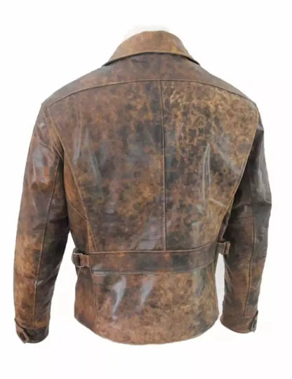 Escape from LA Kurt Russell Snake Plissken Distressed Brown Leather Jacket, Gift