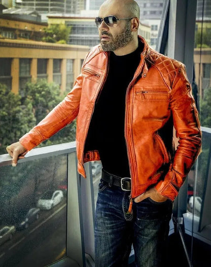 Men's Handmade Fashionable Vintage Leather Jacket, in 10 colors