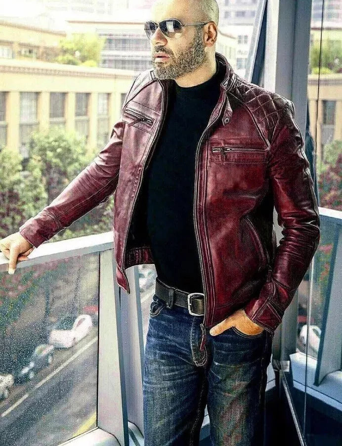 Men's Handmade Fashionable Vintage Leather Jacket, in 10 colors