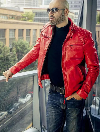 Men's Handmade Fashionable Vintage Leather Jacket, in 10 colors