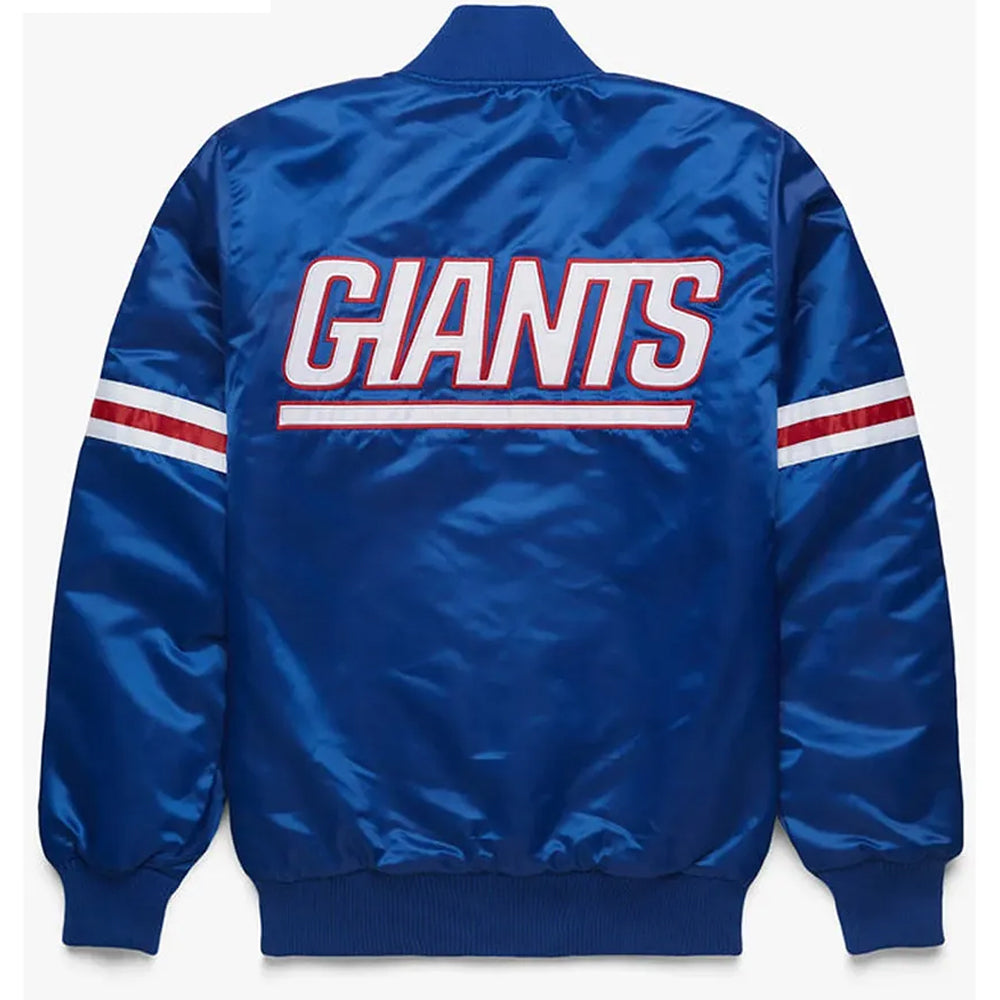 NY Giants Royal Blue Satin Varsity Jacket Vintage Inspired Bomber Letterman