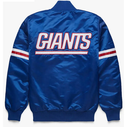 NY Giants Royal Blue Satin Varsity Jacket Vintage Inspired Bomber Letterman